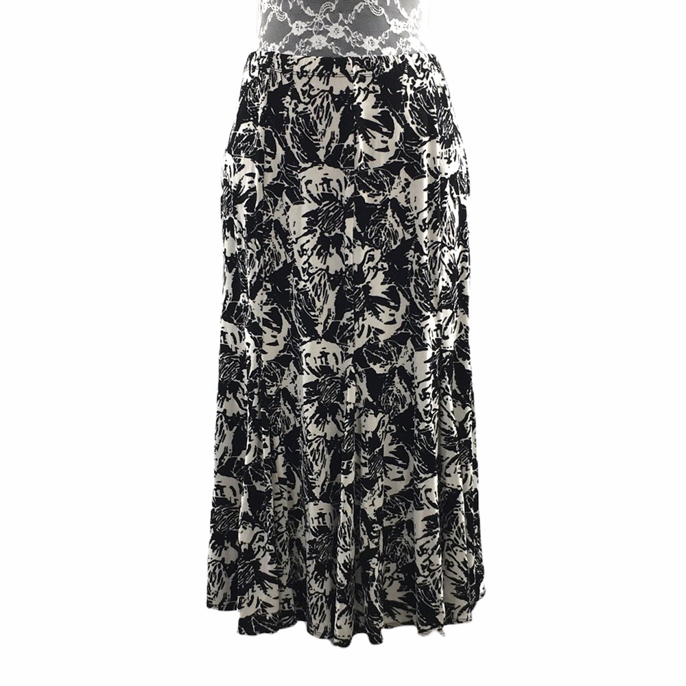 Chicos Travelers Black White Floral Print Skirt - Picture 1 of 10